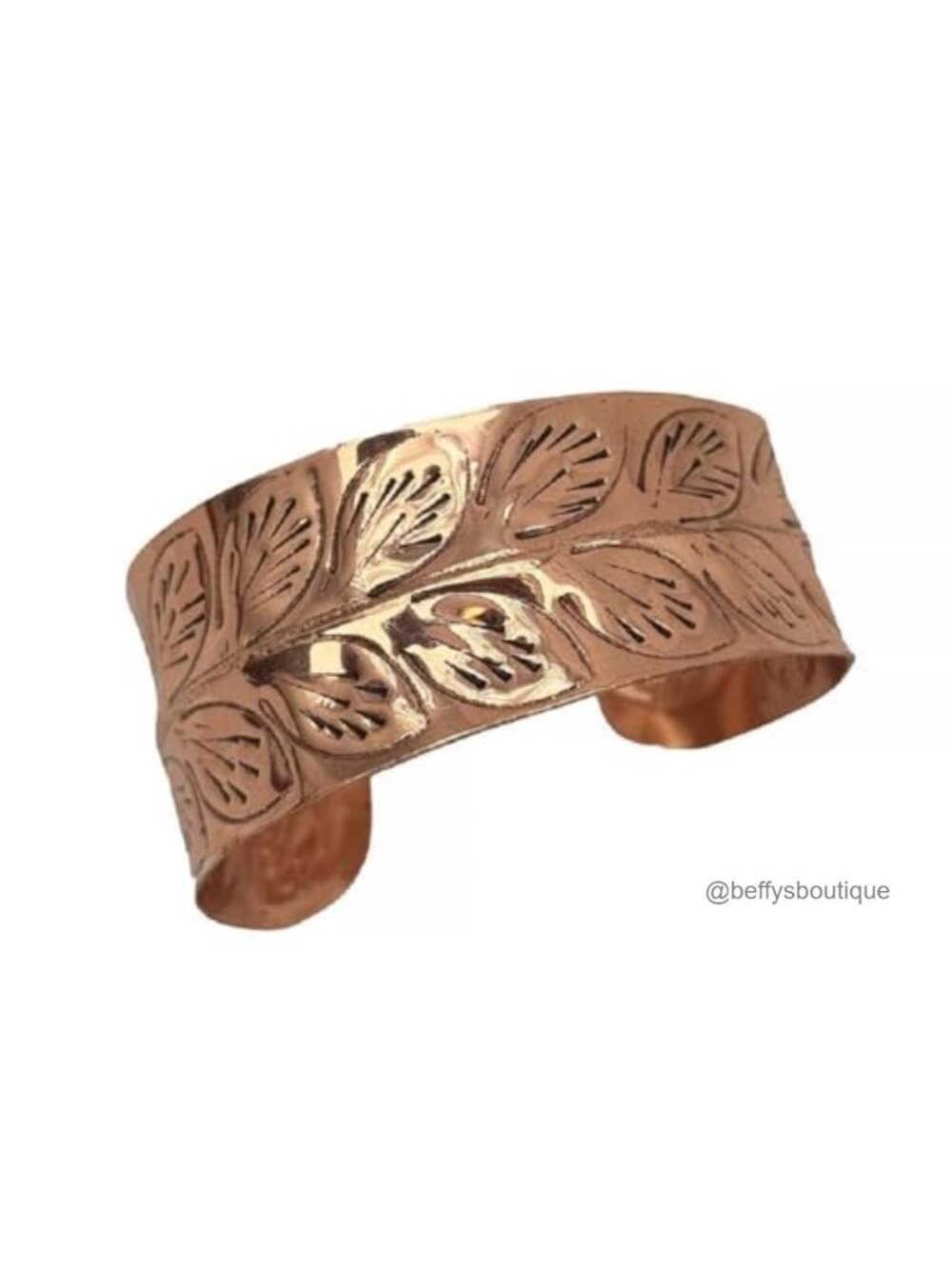 Handcrafted Leaf Trail Copper Cuff Bracelet Adjustable One Size